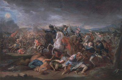 الأمير يوجين من سافوي (1663-1736) في حصار بلغراد ، 16 أغسطس 1717 بواسطة المدرسة النمساوية