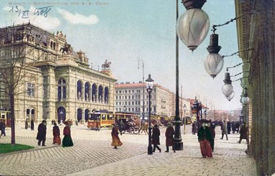 Kaerntnerring والأوبرا الإمبراطورية والرومانية في فيينا ، 1908 بواسطة المدرسة النمساوية
