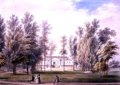 منظر لمنزل ريفي في حديقة ، حوالي عام 1815 (ألوان مائية على ورق) بواسطة المدرسة النمساوية
