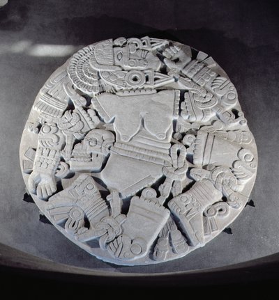 نحت تقطيع إله القمر Coyolxauhqui ، تم العثور عليه عند سفح الهرم التوأم في Tenochtitlan ، أواخر العصر الكلاسيكي الكلاسيكي (1300-1521) (انظر أيضًا 97326) بواسطة ازتيك