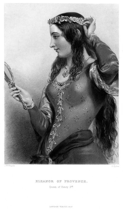 Eleanor of Provence c1223-1291 ، زوجة الملكة للملك هنري الثالث ، القرن التاسع عشر. بواسطة ب. العيون