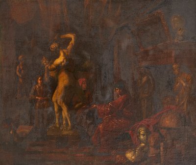 في استوديو الفنان (زيت على قماش) بواسطة Balthasar van den (attr.to) Bossche