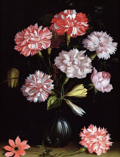 دراسة الأزهار: القرنفل في مزهرية (زيت على لوح) بواسطة Balthasar van der Ast