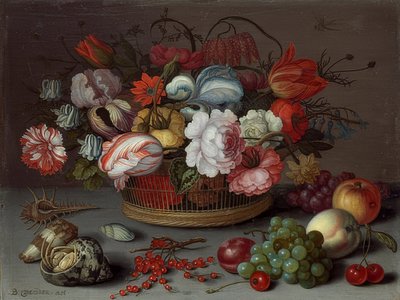 سلة الزهور. حوالي 1622 بواسطة Balthasar van der Ast