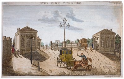 منظر لـ Hyde Park Corner Turnpike ، وستمنستر ، لندن ، 1792. بواسطة باراك لونجميت جونيور