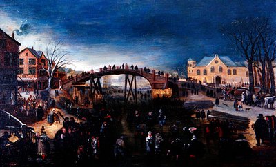 منظر شتوي مع شخصيات تزلج ولعب ، حوالي 1640-50 (زيت على لوح) بواسطة بارينت (من أتباع) أفركامب