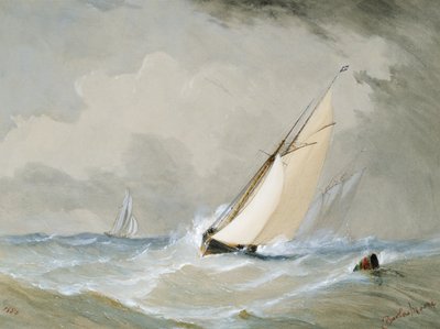 ميراندا تعمل من السفينة الخفيفة ويلينجين في رياح شديدة - أوستيند 1880 بواسطة Barlow Moore