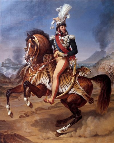 صورة الفروسية ليواكيم مراد (1767-1815) ملك نابولي إلى نابولي مع منظر على فيسوفيو (فيسوفيو) لوحة رسمها أنطوان جان جروس (1771-1835) القرن التاسع عشر. 3،43x2،8 م - صورة الفروسية ليواكيم مراد (1767-1815) ، ملك نابولي في نابولي بواسطة البارون أنطوان جان جروس