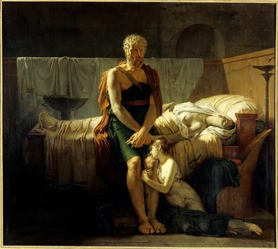 عودة ماركوس سكستوس ماركوس سكستوس (شخصية خيالية) ، هربًا من تحريم سيلا ، يجد عند عودته ابنته تبكي بالقرب من زوجته المتوفاة - لوحة لبيير نارسيس (بيير نارسيس) جويرين (1774-1833) 1799 ديم 2 ، 17 × 2،43 م باريس بواسطة البارون بيير نارسيس غيرين
