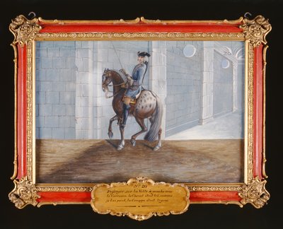رقم 20 حصان رمادي باهت من مدرسة الفروسية الإسبانية يقوم بخطوة ترويض فولت (مرحاض على ورق) بواسطة البارون ريس أيزنبرغ
