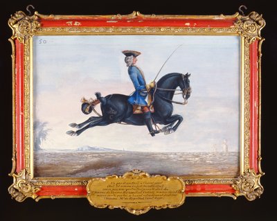 رقم 50 حصان أسود نفاث يسمى Curioso يؤدي حركة ترويض تسمى كابريول (مرحاض على الورق) بواسطة البارون ريس أيزنبرغ