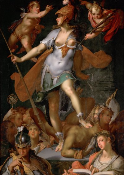 منيرفا منتصرا على الجهل ، حوالي 1591 بواسطة Bartholomaeus Spranger