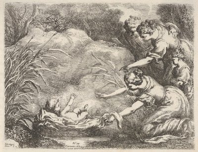 العثور على موسى الذي تم إنقاذه من النيل من قبل خادمات الفراعنة داوج ... ، 1650-57. بواسطة بارتولوميو بيسكاينو