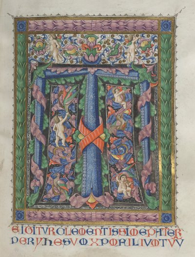 ميسالي ، بول. 186: حرف أولي مزخرف T [من] صفحة كاملة ، 1469. بواسطة بارتولوميو كابورالي