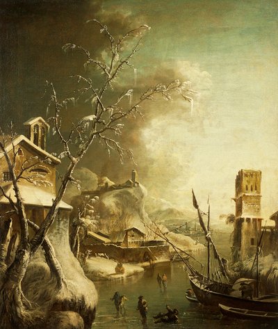 منظر طبيعي للشتاء، رسم بارتولوميو بيدوني (1665-1733)، رسم. بواسطة بارتولوميو بيدوني