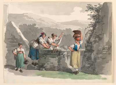 رسم، غسيل الملابس في الجبال بالقرب من روما، 1807-08 بواسطة بارتولوميو بينيلي