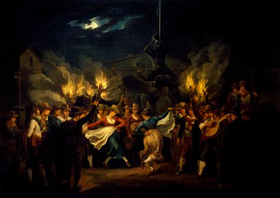 رقصة ليلية في ساحة باربيريني بعد الحصاد ، بقلم بارتولوميو بينيلي (1781-1835) ، إيطاليا بواسطة بارتولوميو بينيلي