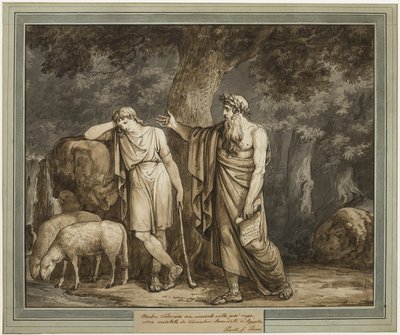 Telemachus يواسيه بواسطة Termosiris ، كاهن Apollo ، من مغامرات Telemachus ، الكتاب 2 بواسطة بارتولوميو بينيلي