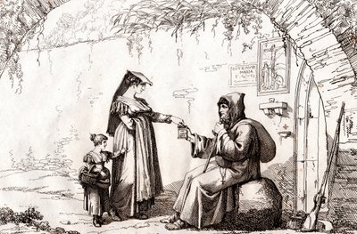 امرأة من فراسكاتي ونسك ، نقش بارتولوميو بينيلي (روما بواسطة بارتولوميو بينيلي