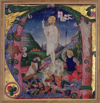 تأريخ أولي تاريخي يصور قيامة المسيح ، مدرسة لومباردي بواسطة Bartolomeo de Rigossi da Gallarate attr. إلى بارتولوميو دي ريجوسي دا جالاراتي attr. ل