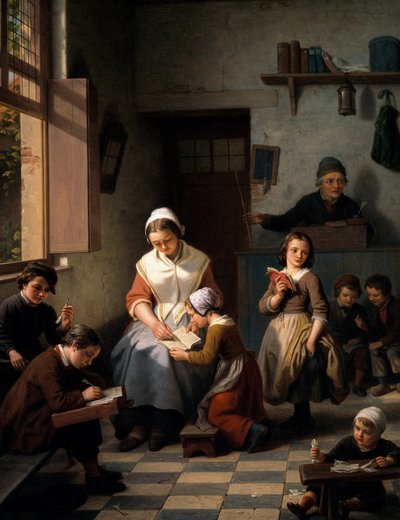 غرفة المدرسة لوحة لبازيل دي لوس (1809-1885) بواسطة باسيل دي سائبة