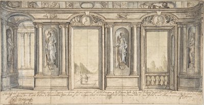 تصميم لتزيين الجدران المطلية في Palazzo Massimo all'Aracoeli Rome ، 1683. بواسطة باسيليو بريكيو