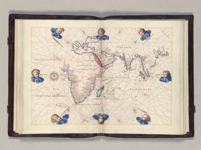 فوس. الرسم البياني 11v-12r 3: المحيط الهندي ، أطلس بورتولان في العالم ، البندقية ، c.1542-46 بواسطة باتيستا أغنيسي