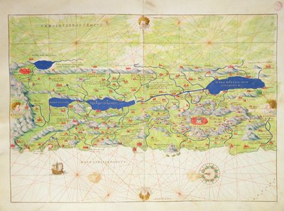 الأرض المقدسة ، من أطلس للعالم في 33 خريطة ، البندقية ، 1 سبتمبر 1553 (حبر على الرق) (انظر أيضًا 330965) بواسطة باتيستا أغنيسي