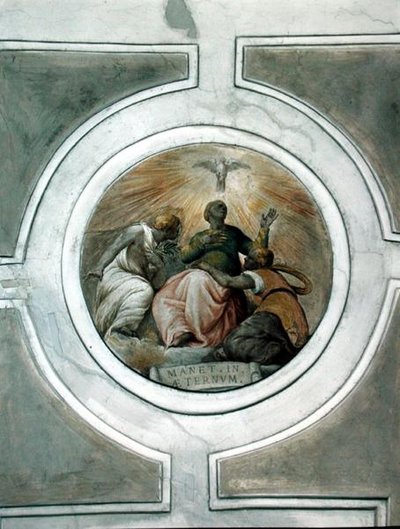 تمثيل لإحدى الفضائل ، تفاصيل من سقف كنيسة غريماني (فريسكو) بواسطة باتيستا فرانكو