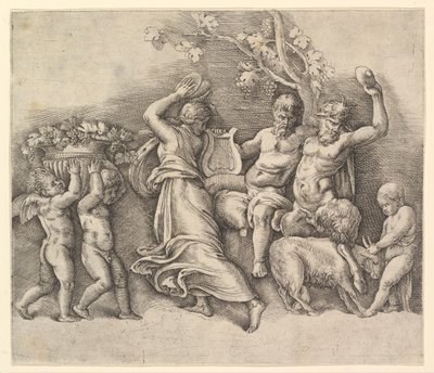 A Bacchanal، 1530-61. بواسطة باتيستا فرانكو فينيزيانو