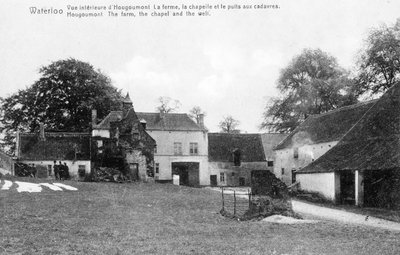 مزرعة Hougoumont ، موقع استراتيجي مهم في ويلينغتون خلال معركة واترلو ، بطاقة بريدية تذكارية ، حوالي 1912 (فوتوليثو) بواسطة مصور بلجيكي