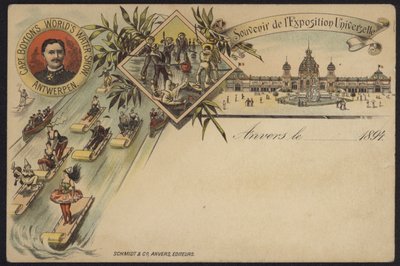 عرض كابتن بويتون العالمي للمياه ، تذكار من المعرض الدولي "Anvers" ، أنتويرب ، بلجيكا ، 1894 بواسطة المدرسة البلجيكية