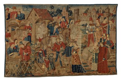 نسيج يصور الخمريين، من تورناي، حوالي 1460-1470 (صوف) بواسطة المدرسة البلجيكية