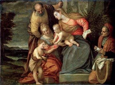 العائلة المقدسة مع القديسين كاترين ، آن وجون المعمدان ، c1580-c1582 بواسطة بينيديتو كالياري