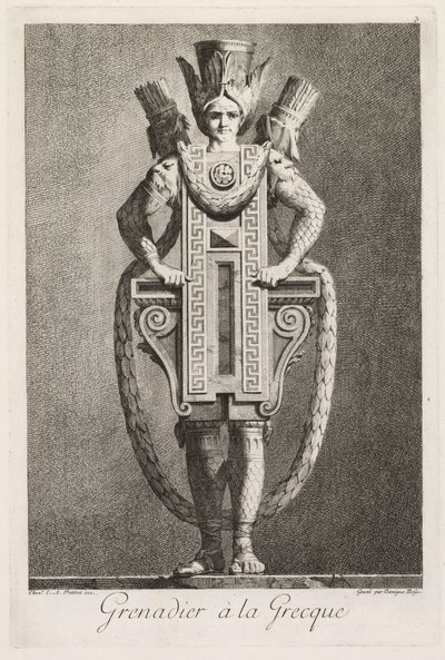 Masquerade à la Grecque: Grenadier à la Grecque Plate 3 ، 1771. بواسطة بينينو بوسي