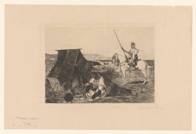 المناظر الطبيعية مع خيمة وراكب النقش بواسطة العديد من المطابعين من عام 1877 (عنوان السلسلة) L