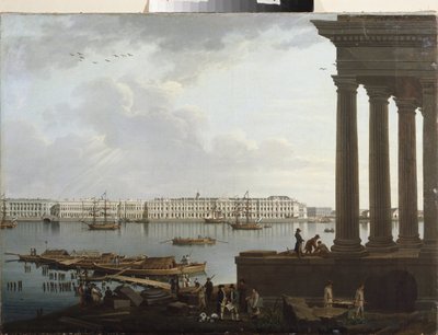 منظر لقصر الشتاء والبورصة في سانت بطرسبرغ. لوحة لبنيامين باتيرسن (1748-1815) ، زيت على قماش بواسطة بنيامين باترسون