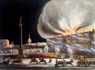 حريق في قصر الشتاء في ديسمبر 1837 ، 1838. بواسطة بنيامين ريتشارد جرين