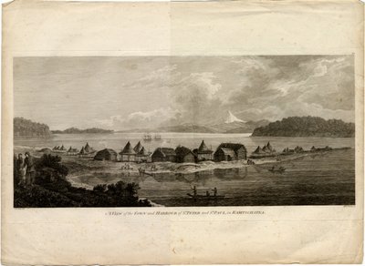 منظر لمدينة ومرفأ بتروبافلوفسك كامتشاتسكي من الرحلة إلى المحيط الهادئ ، 1785 بواسطة بنيامين توماس باونسى