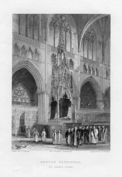 عرش الأساقفة ، كاتدرائية إكستر ، ديفون ، c1836-c1842. بواسطة بنيامين وينكلز