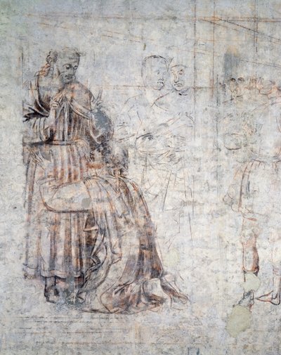 Marriage of Isaac and Rebecca, detail of sinopia (underpainting) بواسطة Benozzo di Les di Sandro Gozzoli