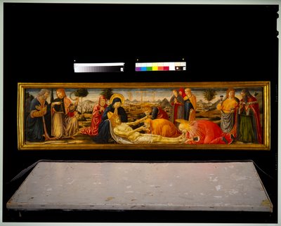 لوحة بريديلا - رثاء مع قديسين ذكرين يقدمان شيطانين ذكرين بواسطة Benozzo di Les di Sandro Gozzoli