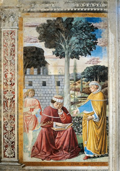 القديس أغوستينو يقرأ رسائل القديس بولس ، تفاصيل من قصص القديس أوغسطين بواسطة Benozzo di Les di Sandro Gozzoli