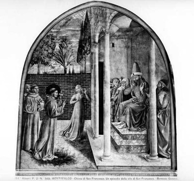 القديس فرنسيس أمام السلطان (فريسكو) (b / w photo) بواسطة Benozzo di Les di Sandro Gozzoli