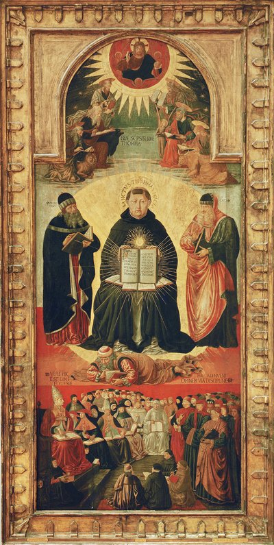 انتصار القديس توما الأكويني (درجة الحرارة على اللوحة) بواسطة Benozzo di Lese di Sandro Gozzoli
