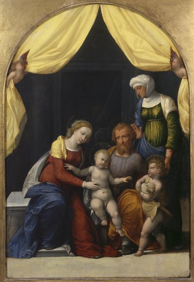 العائلة المقدسة مع الطفل القديس يوحنا والقديس إليزابيث ، حوالي 1520 بواسطة Benvenuto Tisi da Garofalo
