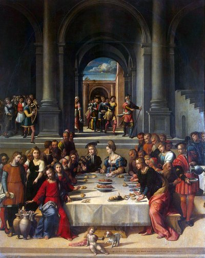 الزواج في قانا 1531. بواسطة Benvenuto Tisi da Garofalo
