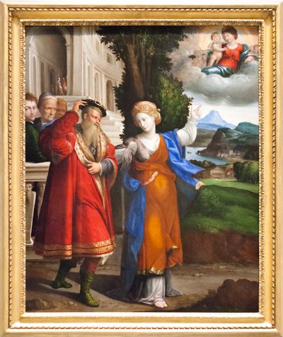 ظهور العذراء لأغسطس وسبيلا (زيت على قماش) بواسطة Benvenuto Tisi da Garofalo