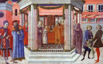 تقديم ماري في تمبل ، تفاصيل بريدلا بواسطة Benvenuto di Giovanni (1436-1518) بواسطة بينفينوتو دي جيوفاني