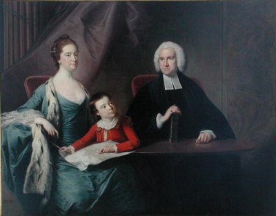صورة القس جون فونتاين (1741-1802) لميلتون أون ذا هيل وزوجته آن وابنهما توماس ، أوائل ستينيات القرن الثامن عشر (زيت على قماش) بواسطة برنارد داونز